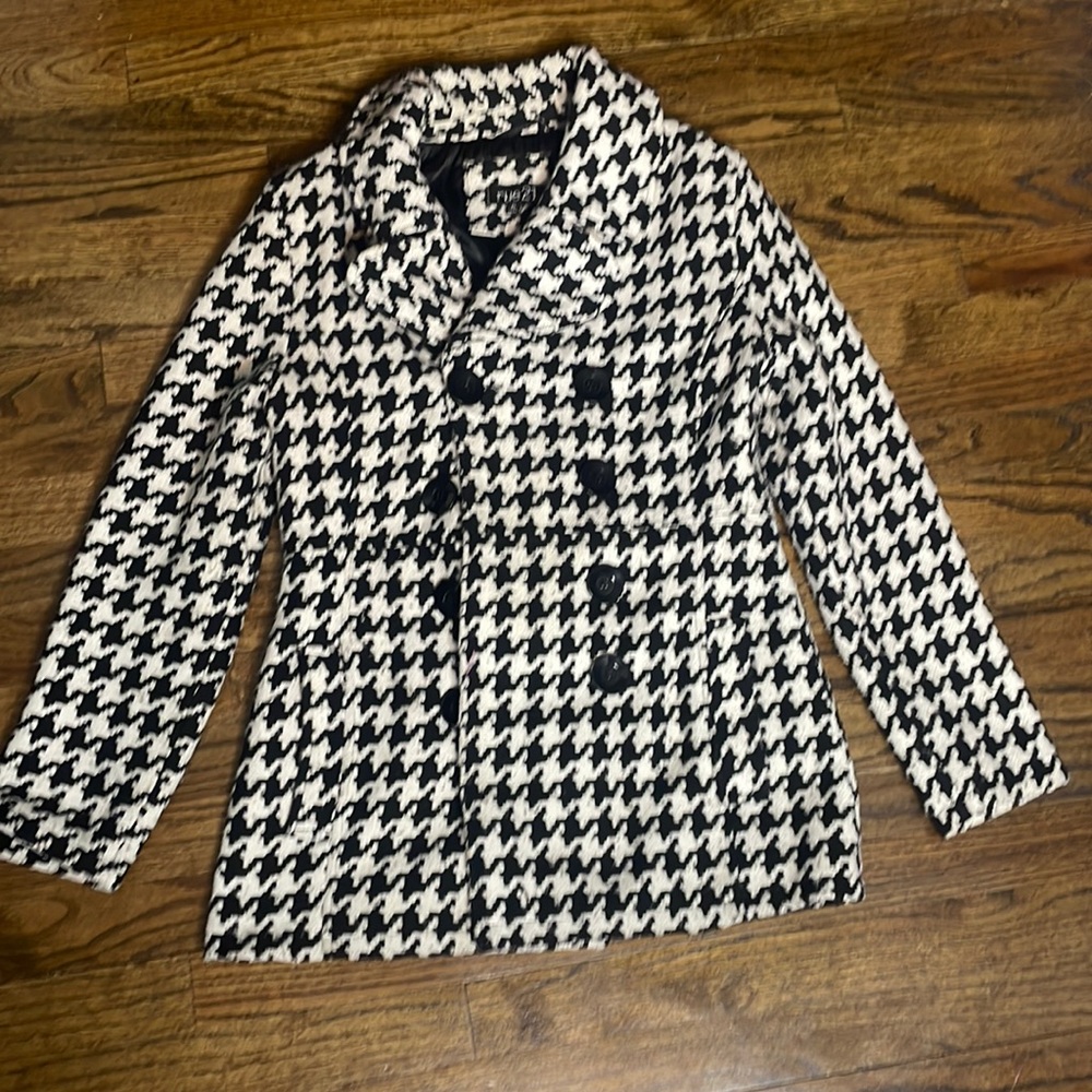 Black and white pea coat